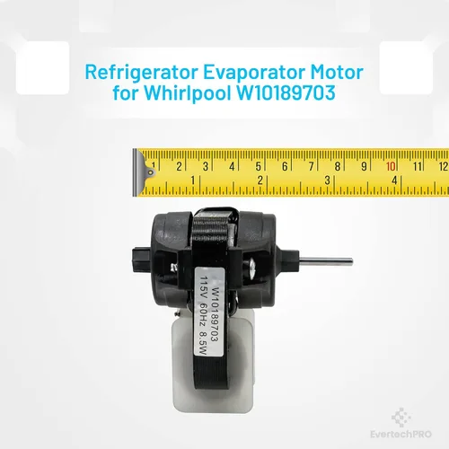 Miniatura 3 de EvertechPRO Motor del ventilador del evaporador del refrigerador W10189703 para Whirlpool 2214986 10449505 10449506 1469124