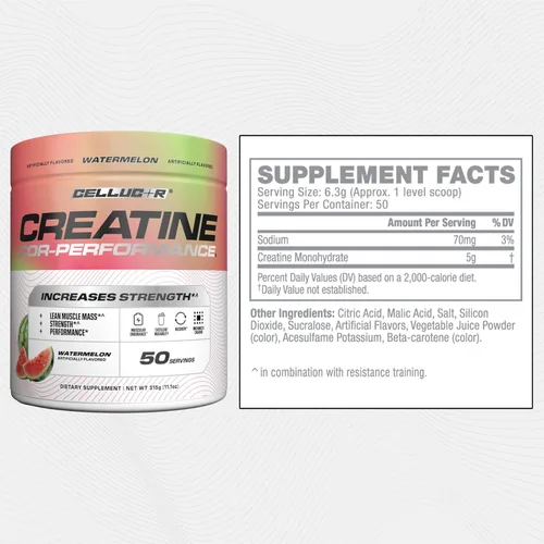 Miniatura 8 de Polvo de creatina Cellucor, sabor sandía - Aumenta la fuerza, masa muscular magra y la resistencia, creatina micronizada para una absorción rápida
