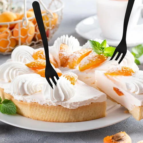Miniatura 6 de Skylety 500 mini tenedores de plástico de 3.7 x 0.6 pulgadas, pequeños y pequeños, desechables, tenedores de degustación, utensilios para postres