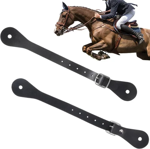 2 correas de cuero para espuelas de una sola capa, correas de cuero para hombre y mujer, correas ajustables para botas altas al muslo, 6 agujeros,