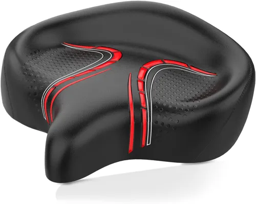 Miniatura 8 de BLUEWIND Asiento de bicicleta de gran tamaño, asiento de bicicleta ancho, diseño de respaldo novedoso para bicicleta eléctrica, ajuste universal