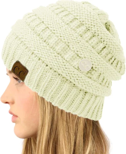 Miniatura 2 de CC - Gorro de punto trenzado grueso y clásico para invierno y otoño