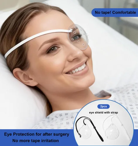 Miniatura 2 de AMZVIO 2 protectores de ojos para después de la cirugía de cataratas, protector de ojos transparente con correa ajustable, parches médicos para 1