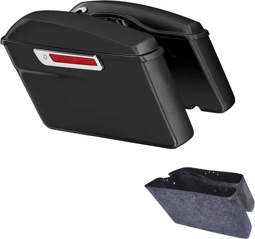 Miniatura 17 de XFMT Alforjas para motocicleta de 5 pulgadas, extendidas con cierres cromados para Harley Touring Road King, Street Glide Road Glide Electra Glide