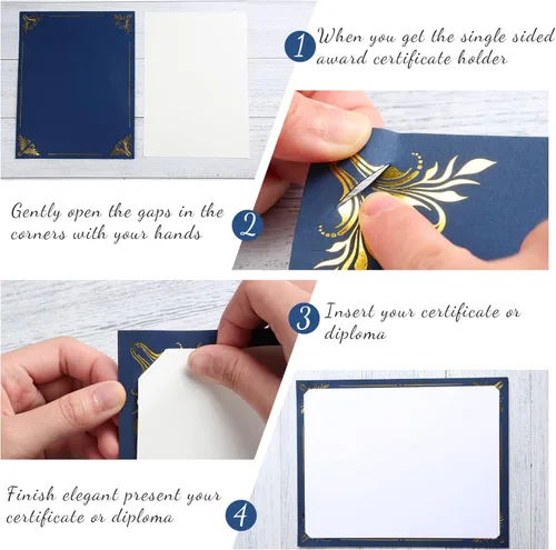 Miniatura 3 de Fainne 100 unidades de papel de aluminio para certificados, 8.5 x 11 pulgadas, cubierta de diploma de premio de una sola cara para cartulina, papel
