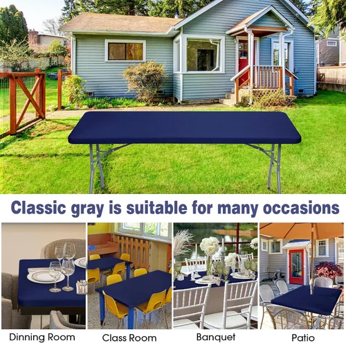 Miniatura 6 de CHENGU Mantel de elastano, ajustable, elástico, ajustable, para mesa de picnic, lavable, plegable, mantel rectangular de poliéster para fiesta