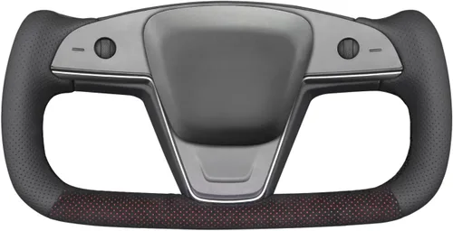 Miniatura 32 de MEWANT Funda de Volante de Athsuede con Costura Manual en Negro 9040 para Tesla Model S Yoke 2021-2023 Model X 2021-2023