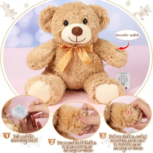 Miniatura 5 de Liliful Oso de Peluche de 12 Pulgadas con Grabación de Voz Memorial Oso de Peluche Grabable Conmemorativo de 30 Segundos Animal de Peluche Grabadora