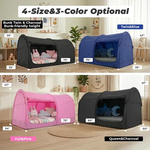 Miniatura 4 de Alvantor Tienda de campaña con dosel para cama, tiendas de campaña de ensueño, espacio de privacidad, tamaño individual, tiendas de campaña