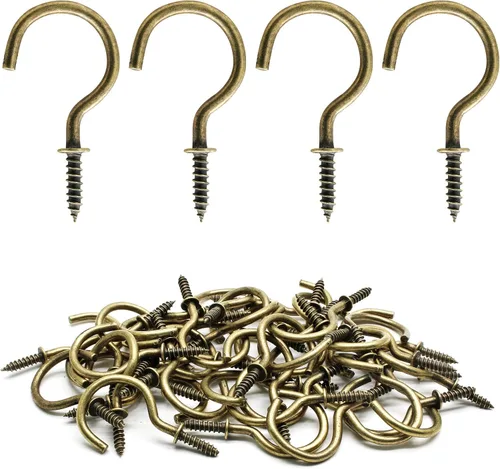 Miniatura 13 de Biaungdo 60 ganchos para tazas de techo de 1 pulgada, ganchos de tornillo, ganchos de taza de techo, ganchos autorroscantes, color negro