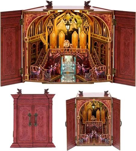 Miniatura 9 de TOYQI Kit de Rincón de Libros, Kits de Rincón de Libros para Adultos, Kit de Casa de Muñecas en Miniatura DIY Rompecabezas de Madera 3D Booknook