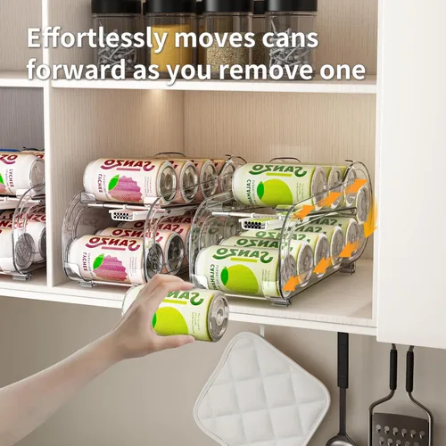 Miniatura 4 de Organizador de bebidas para refrigerador, dispensador organizador de latas de soda para refrigerador con rodado automático, organiza latas