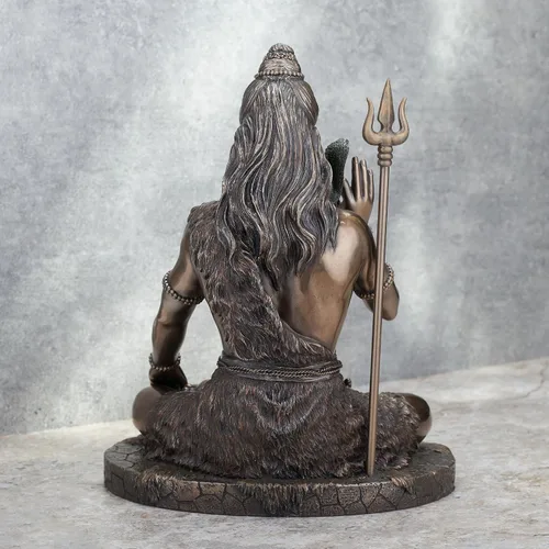 Miniatura 3 de Veronese Design Lord Shiva en meditación Pose Hindú Dios fundido en frío Resina Acabado Bronce Antiguo Estatua Escultura