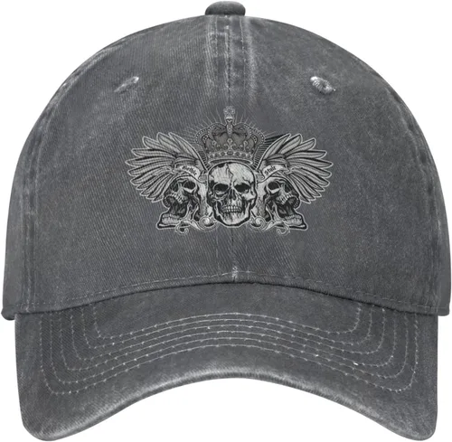 Miniatura 2 de Cowboy Hat Trendy Hats for Man and Women Djustable Four Season Outdoor Baseball Cap of Hell Skull with Angel Deep Heather