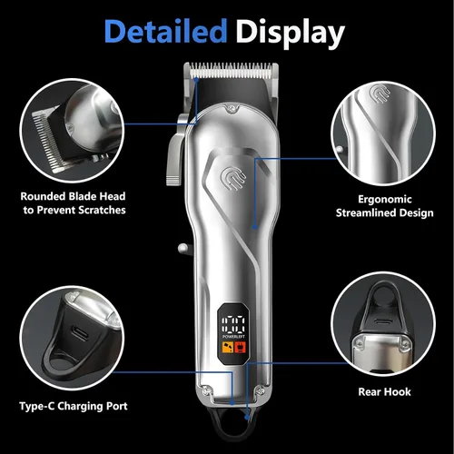 Miniatura 5 de Cortapelos para hombres profesional inalámbrico para uso doméstico y barbero, juego de recortadora recargable para cortar el cabello y aseo