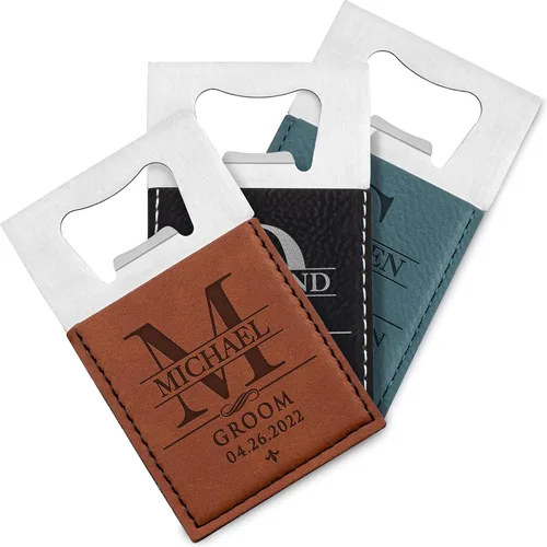 Juego de 3 – Regalos de padrinos de boda, abrebotellas personalizados para padrino de boda, padrino, novio, personalizado con nombre – título –