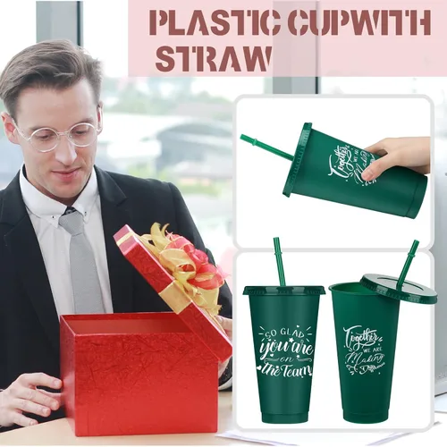 Miniatura 4 de Mifoci Regalos a granel de agradecimiento para empleados Tazas de plástico de 24oz con tapa con pajita para compañeros de trabajo, profesores