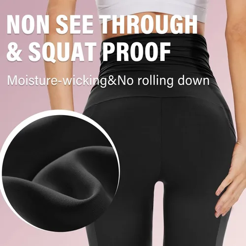 Miniatura 3 de Sundwudu Paquete de 2 leggings de maternidad sobre el vientre, pantalones de yoga de cintura alta para mujer, pantalones de entrenamiento activos