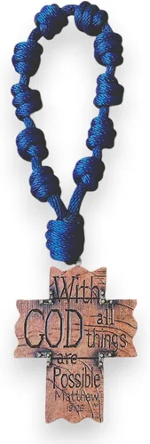Knots of Grace Pomo de la puerta, rosario, azul marino | Decoración colgante católica, bendición para una nueva casa, regalo religioso de