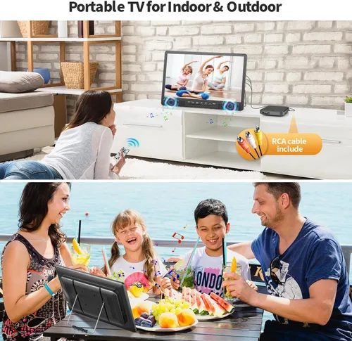 Miniatura 8 de NORTHING TV portátil de 18" con 6500mAH de potencia incorporada, TV pequeña Full HD 1080P con antena, TV de 12V para automóvil, compatible