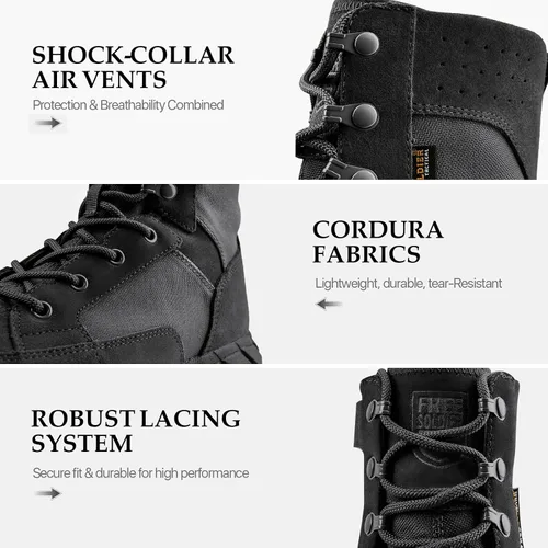 Miniatura 6 de FREE SOLDIER Men's 8 Inch Tactical Side Zip Boots Military Army Work Boots Lightweight Combat Boot for Motorcycle Boot