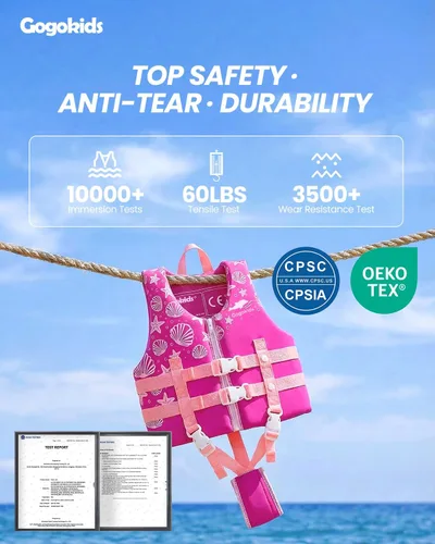 Miniatura 2 de Gogokids Chaleco de natación para niños, flotadores para bebés – Chaleco de flotabilidad para niños y niñas para piscina y playa, para niños de 2 a