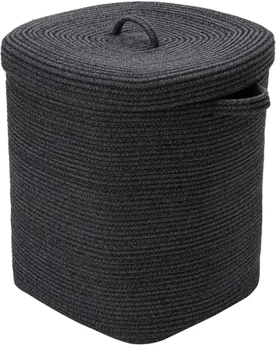 Miniatura 15 de Cesta de almacenamiento rectangular extragrande de 22 x 14 x 18 pulgadas con tapa, cesta de almacenamiento grande de cuerda de algodón, cesta