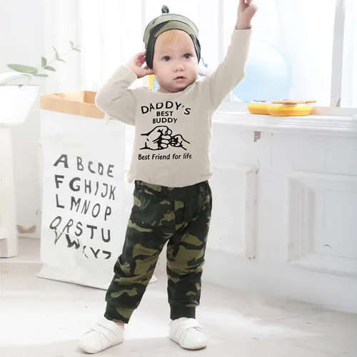 Miniatura 2 de Renotemy Conjunto de ropa para bebé recién nacido, conjunto de ropa con estampado de letras para niño