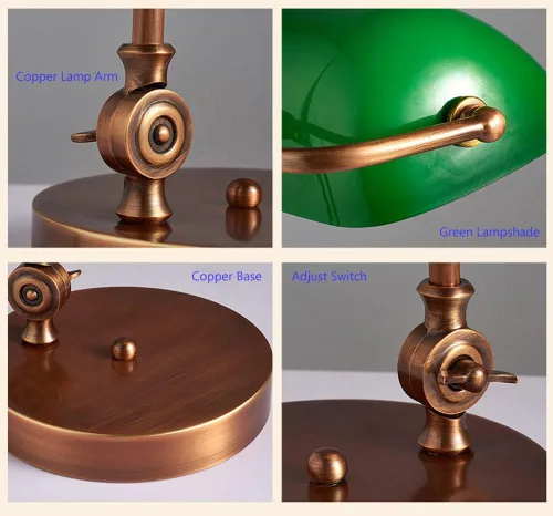 Miniatura 6 de Green Bankers Deskp - Traditional Wood Table Light with Green Glass Shade - Antreadingp for Home & Office - Elegant Lightifixture (Tyg)