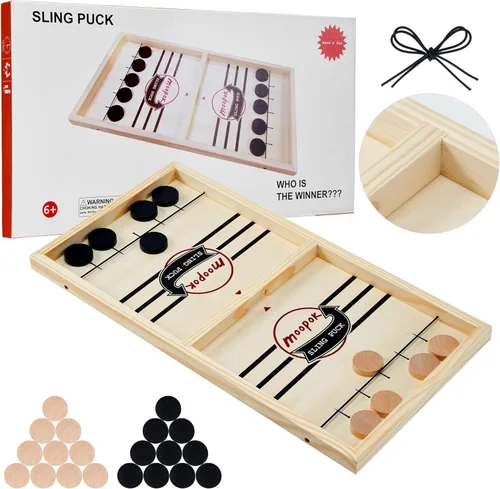 Miniatura 8 de moopok - juego de discos de eslinga rápida, juego de juegos de eslinga, juego de mesa 2 en 1, juego de hockey sobre hielo, juegos de mesa ganadores