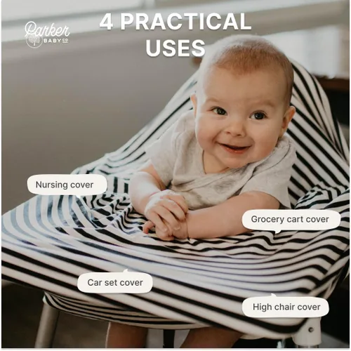 Miniatura 5 de Parker Baby - Funda de asiento de automóvil 4 en 1 para niños, toldo elástico para asiento de automóvil, funda de lactancia, funda para carrito