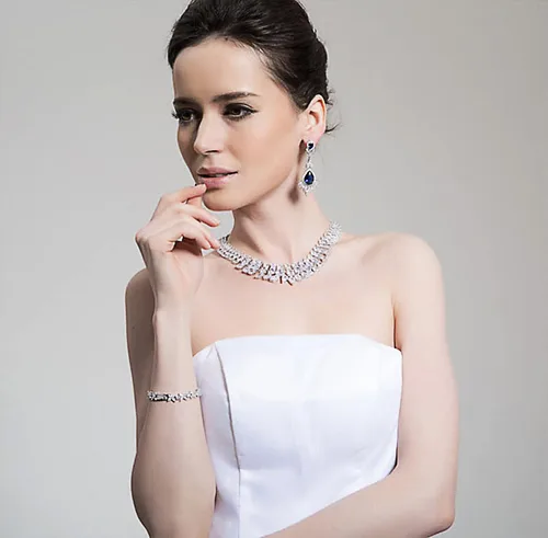 Miniatura 4 de Aretes colgantes de cristal AAAAA Australia chapados en oro blanco para boda, dama de honor, lágrima transparente, circonita cúbica, para mujeres
