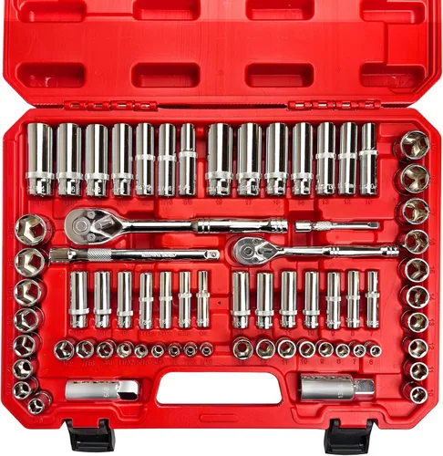 Miniatura 10 de EACELIY Juego de 28 llaves de impacto de 1/4 de pulgada, SAE, profundo y poco profundo con junta universal, barra de extensión, llave de trinquete
