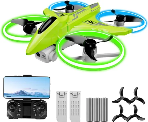 Miniatura 7 de Dwi Dowellin Mini Dron de 4.9 Pulgadas para Niños Luces LED Nocturnas Despegue Aterrizaje y Volteretas con Una Tecla RC Control Remoto Pequeños Azul