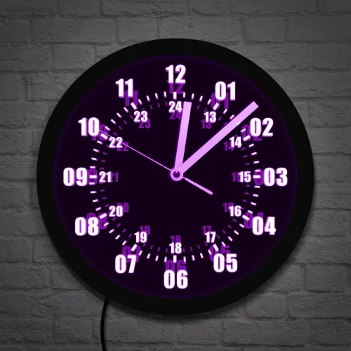 Miniatura 5 de The Geeky Days Reloj de pared con signo de neón de 24 horas de tiempo militar con retroiluminación LED zona horaria mundial militar signo de neón
