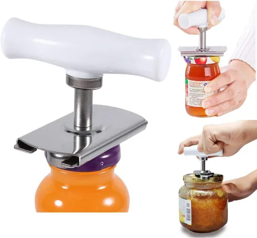 Miniatura 2 de Abridor de tarros multifunción ajustable para latas de botellas de 1 a 4 pulgadas, tapas de acero inoxidable fuera del abridor de tarros. Apto