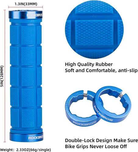 Miniatura 3 de ROCKBROS 4 empuñaduras para manillar de bicicleta, doble bloqueo, cómodo, antideslizante para montaña, BMX, scooter, crucero de playa y bicicletas