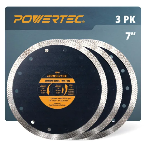 Miniatura 22 de POWERTEC Hojas de sierra de diamante de 4-1/2 pulgadas para amoladora angular, paquete de 5, borde de malla turbo súper fino para cortar porcelana