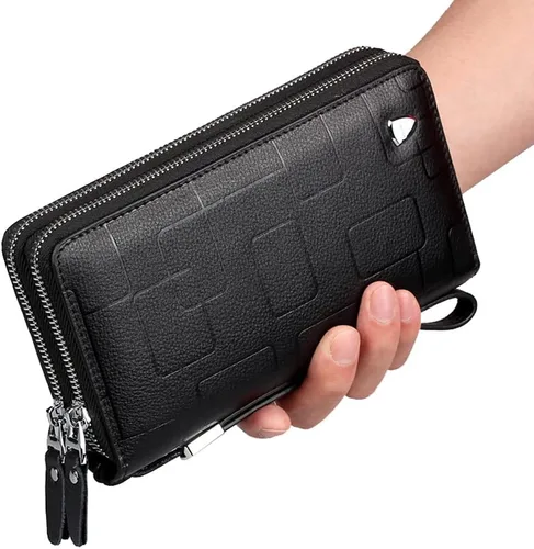 Miniatura 5 de KPYWZER Bolso de mano de cuero para hombre, cartera para muñeca, bolsa de muñeca