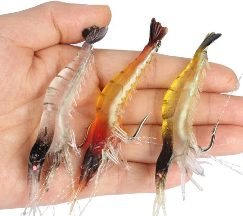 Miniatura 2 de Goture Soft Shrimp Lures Fishing Saltwater Luminous Shrimp Bait Set Fishing Lures with Sharp Hooks for Freshwater Saltwater Trout Bass Salmon