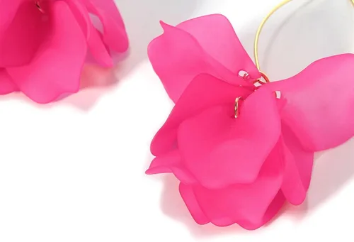 Miniatura 7 de KELMALL Aretes de aro de flores, aretes bohemios de gran tamaño con pétalos florales para mujer