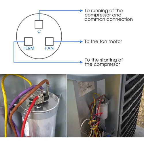 Miniatura 5 de 30/5 MFD uF 370/440V CBB65 Condensador redondo de doble funcionamiento para motor de CA, condensador HVAC, reemplazo de aire acondicionado, bomba