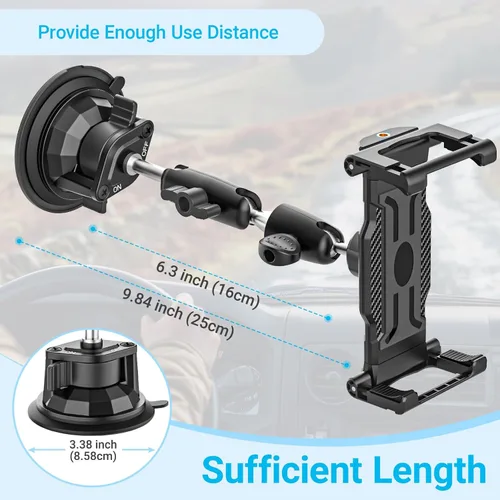 Miniatura 3 de Soporte para tablet de automóvil, tablero de instrumentos y parabrisas con ventosa fuerte y brazo de metal ajustable, soporte