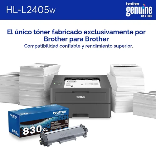 Miniatura 4 de Impresora láser monocromática compacta inalámbrica Brother HL-L2405W con impresión móvil, salida en blanco y negro Incluye prueba de suscripción