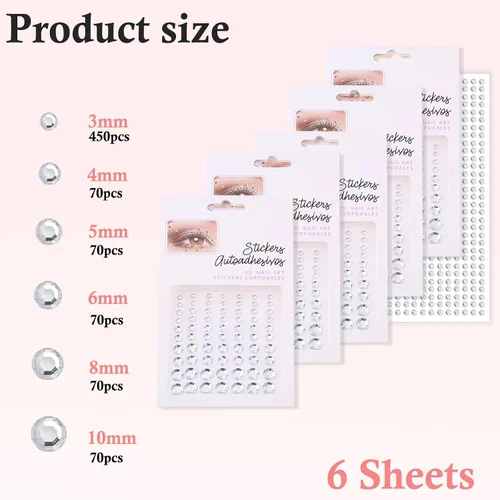 Miniatura 2 de NOOEPC Joyas para el cabello, gemas autoadhesivas transparentes para el cabello, accesorios para el cabello de graduación, calcomanías