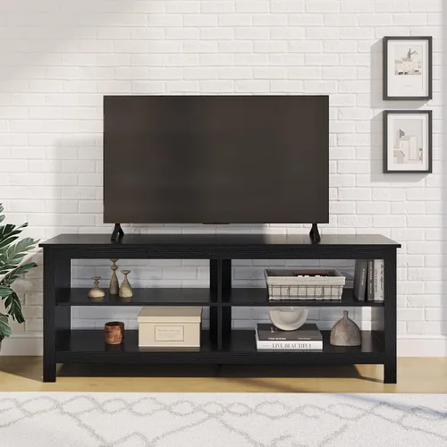 Miniatura 3 de Panana Moderno soporte de TV con 4 estantes abiertos, centro de entretenimiento de 55 pulgadas para televisores de hasta 65 pulgadas, consola de TV