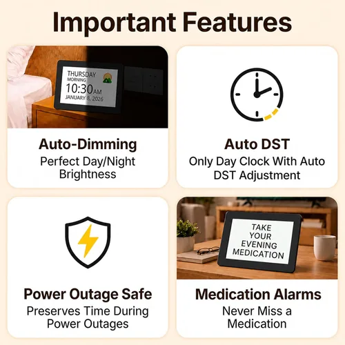Miniatura 8 de Robin Reloj 2026 con día y fecha para ancianos, relojes para personas mayores, reloj de demencia, calendario digital para ancianos, relojes de noche
