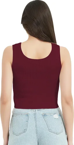 Miniatura 4 de Women's Casual Tank Top Solid Color Basic Sleeveless Crew Neck Ribbed Knit Crop Top