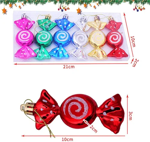 Miniatura 3 de Happyyami 12 adornos de piruleta de Navidad de plástico para decoración de árbol de Navidad, decoración colgante para el hogar y fiesta