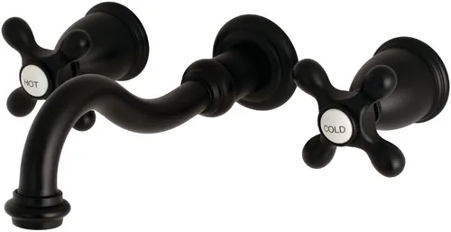Kingston Brass KS3120AX - Grifo de baño vintage con 2 manijas para montaje en pared, color negro mate Mate negro